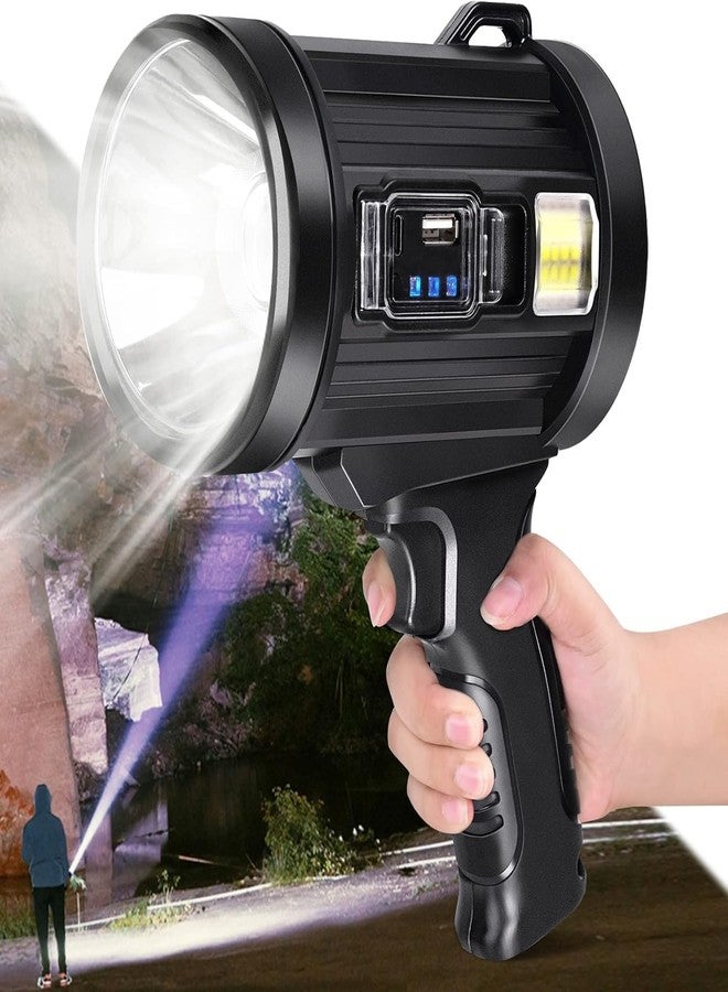 LEVGRY Rechargeable Spotlight Outdoor - Solar Handheld Led Spotlight Flashlight with Cob Light and Solar Panels - Lightweight and Portable Spot Light for Hunting Boating Marine - Image 1